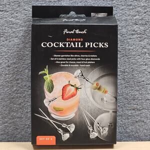 Final Touch Diamond-inspired Cocktail Picks Made Stainless Steel Martini Fruits